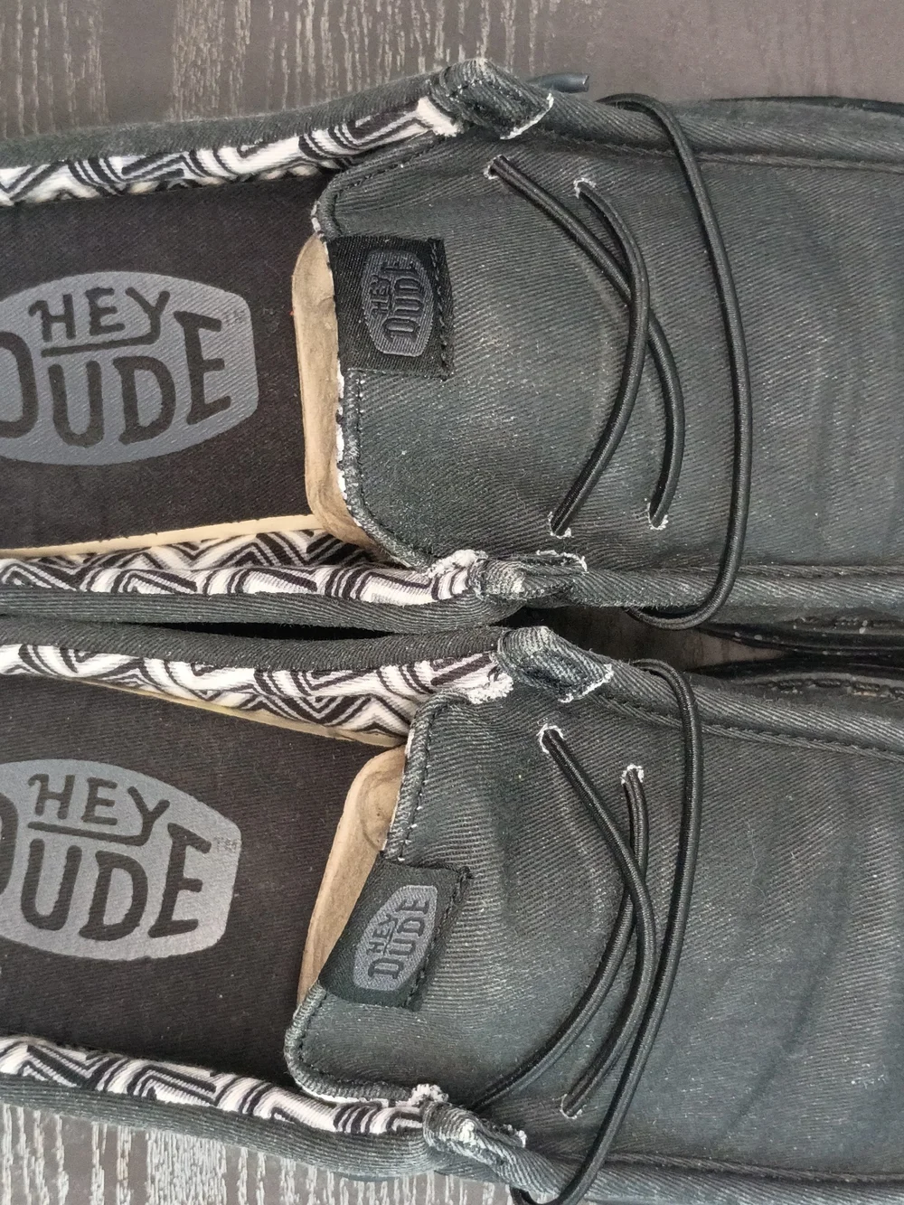 Hey Dude Black Canvas Slip-On Mules with Elastic Lace. Men's 9.5M Good Shape